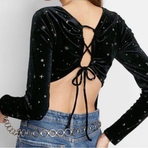 New Wild Fable black galaxy velour bodysuit